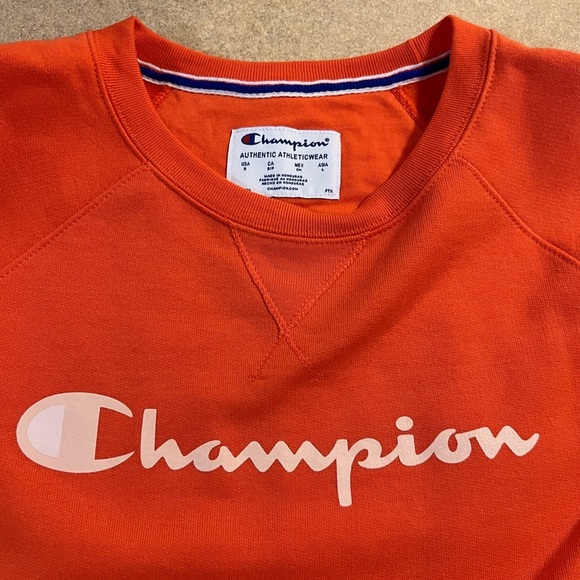 NWT Champion® Powerblend Graphic Fleece Sweatshirt Orange - Picture 4 of 5